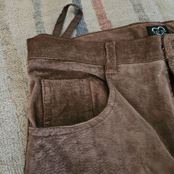 Suede, leather women's slacks/pants dark brown size 7, xoxo brand - Picture 2 of 5